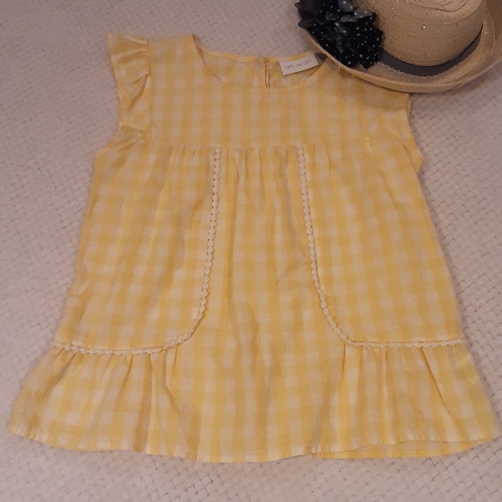 GIRLS: Yellow and white checkered blouse